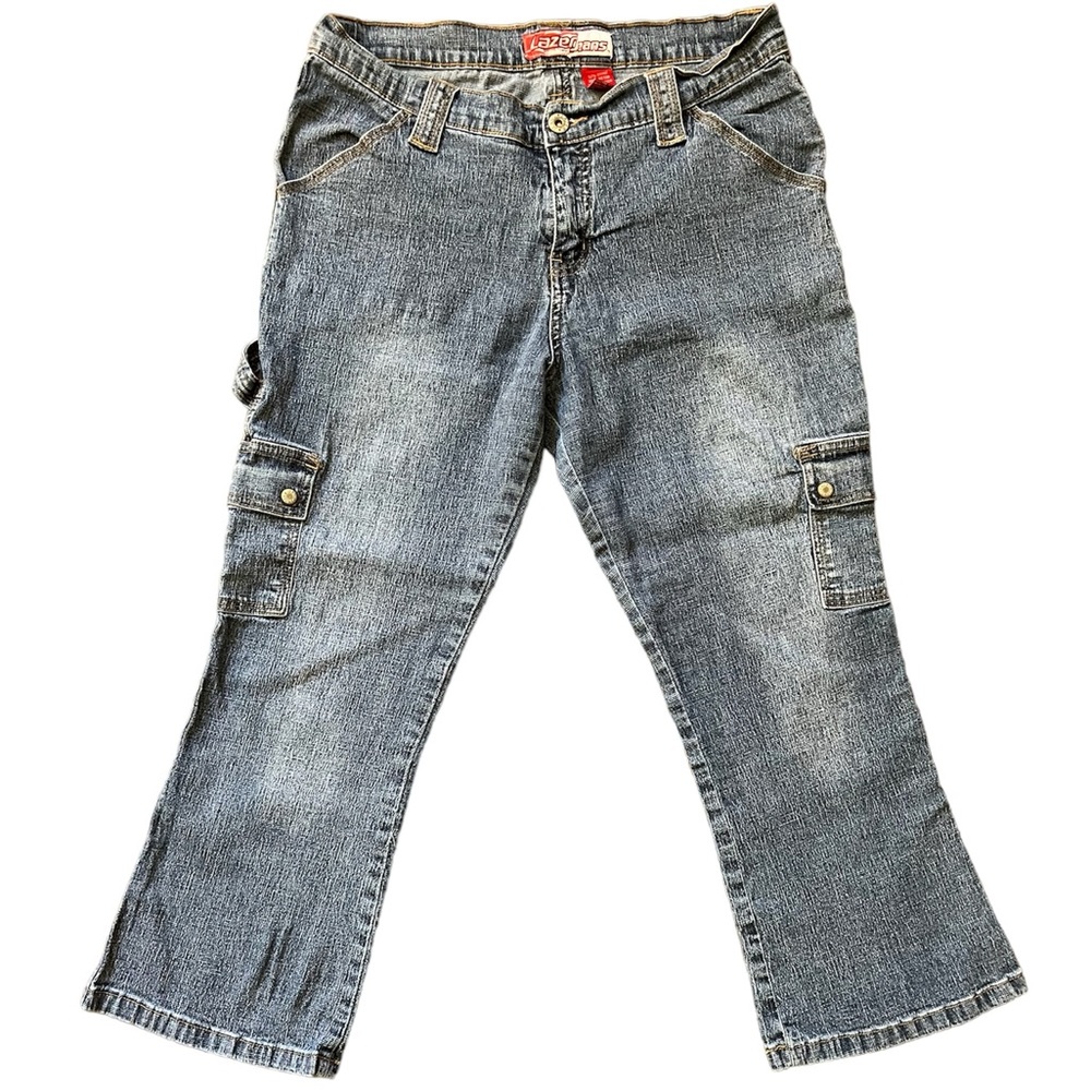Y2K Lazer Jeans cropped cargo jeans size 9 low rise extra pockets denim